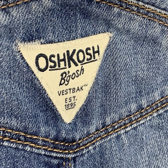 OshKosh B'gosh Vestbak Size 6M Overalls Denim Heart Embroidered Butterfly Snaps - Picture 8 of 12
